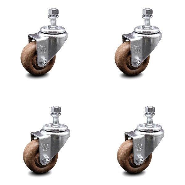 Service Caster 3.5 Inch High Temp Glass Filled Nylon Swivel 12mm Threaded Stem Caster Set SCC SCC-TS20S3514-GFNSHT-M1215-4 - main